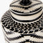 Chirala Black and White Tall Ikat Ceramic Table Lamp Base with Lino 40cm White Self Lined Linen Cylinder Lampshade