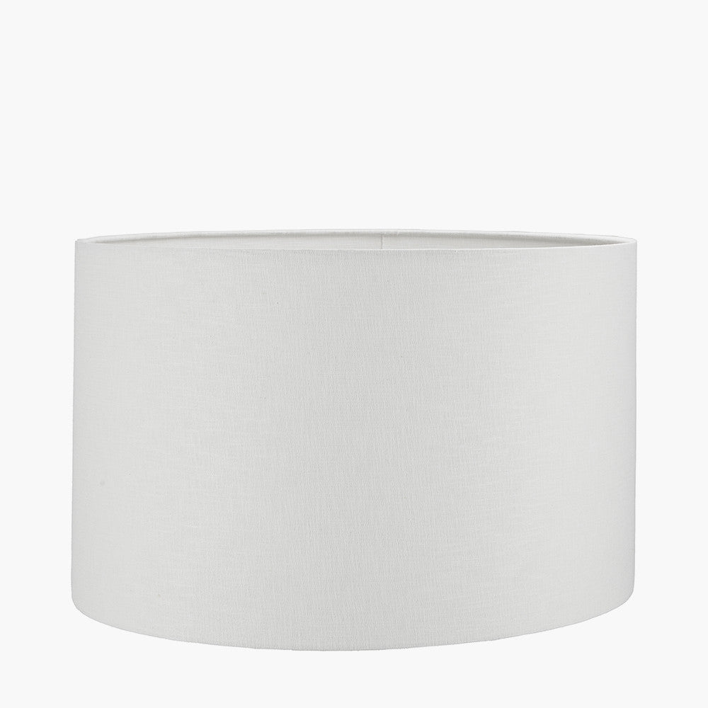 Chirala Black and White Tall Ikat Ceramic Table Lamp Base with Lino 40cm White Self Lined Linen Cylinder Lampshade