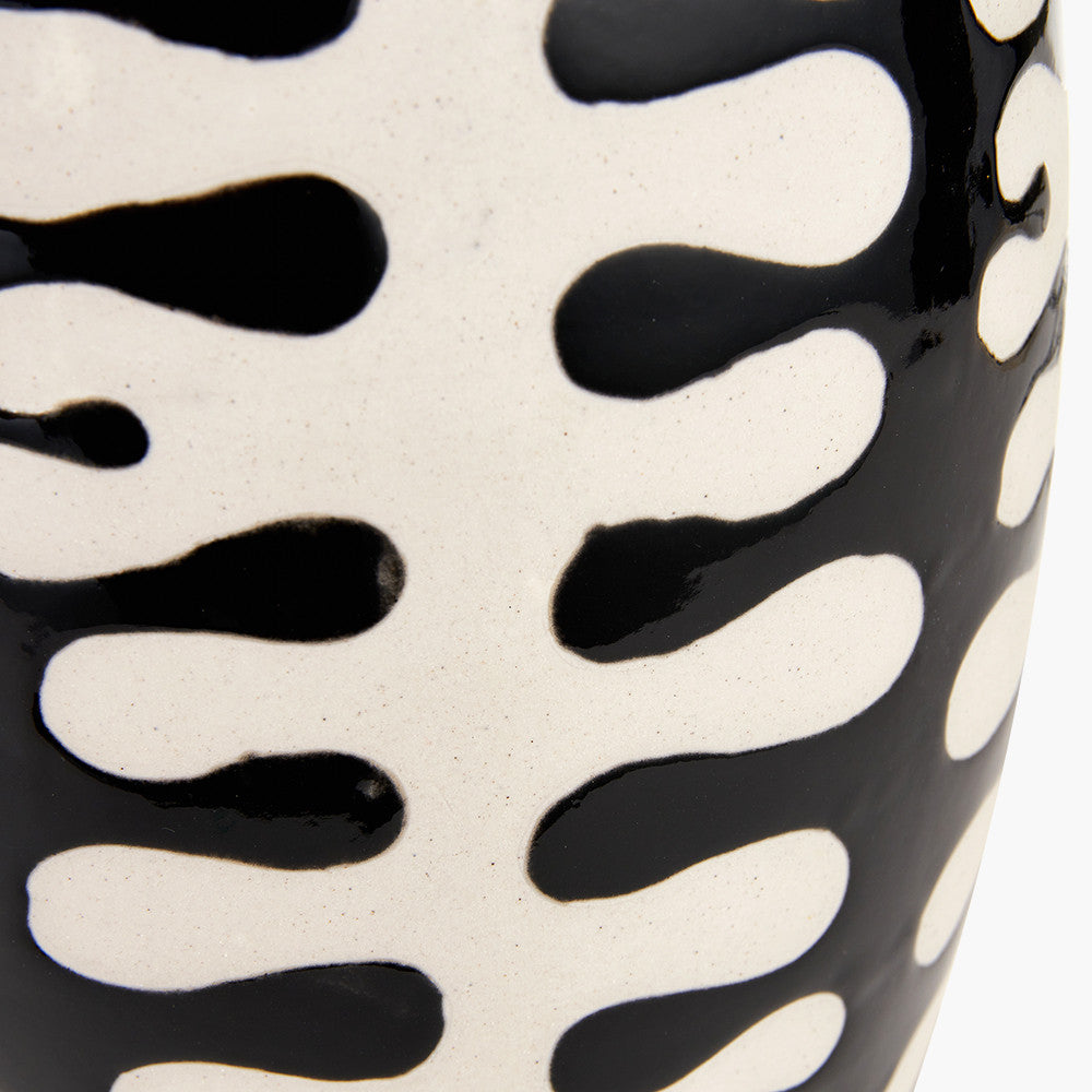 Elkorn Black and White Tall Coral Ceramic Table Lamp Base with Bow 35cm Forest Green Velvet Cylinder Lampshade