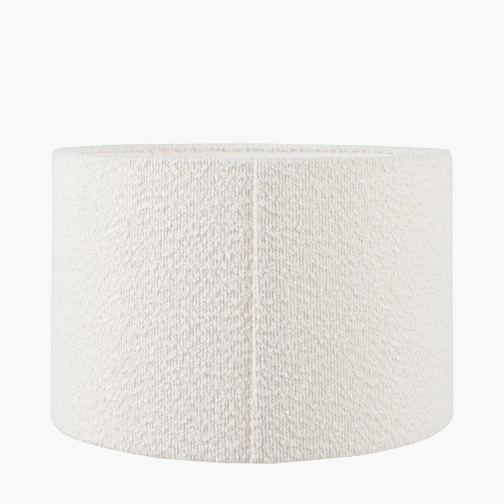 Elkorn Black and White Tall Coral Ceramic Table Lamp Base with Rouen 35cm White Boucle Cylinder Lampshade