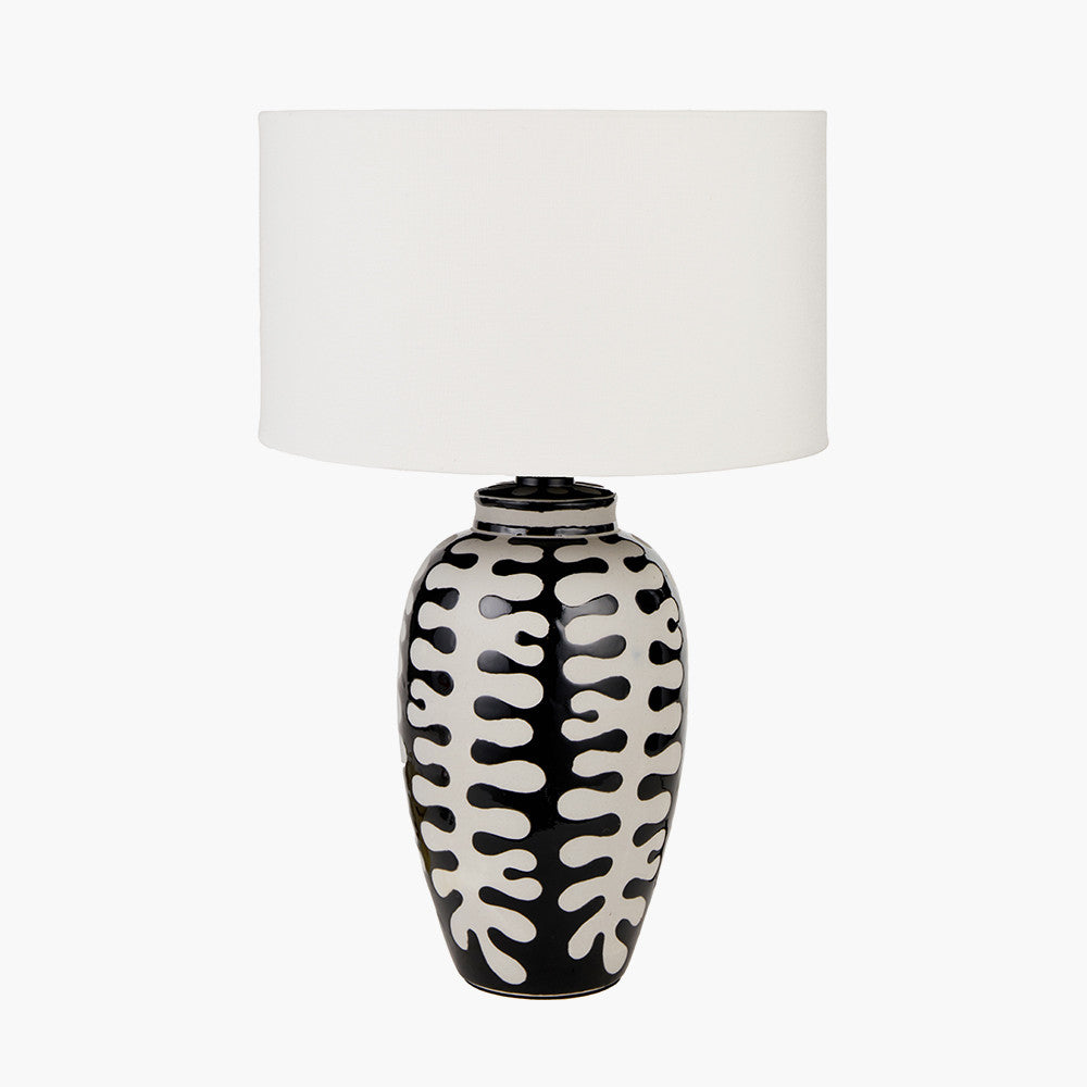 Elkorn Black and White Tall Coral Ceramic Table Lamp Base
