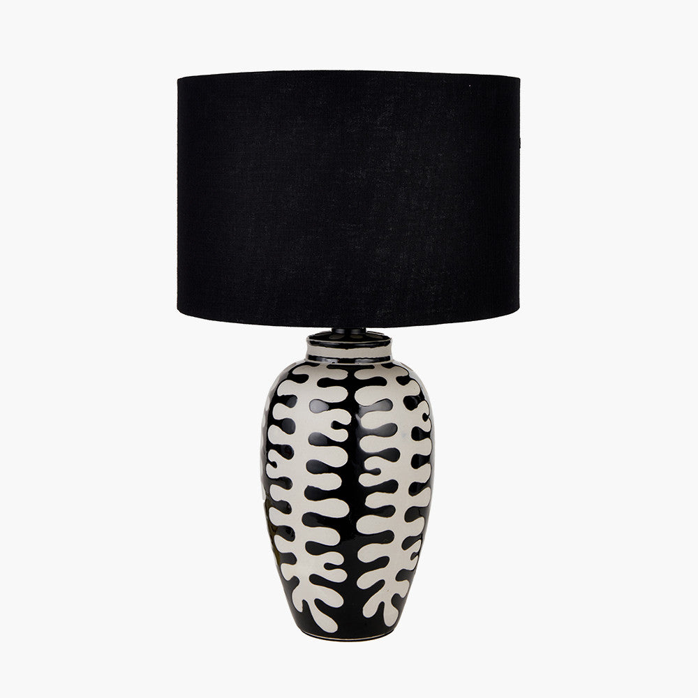 Elkorn Black and White Tall Coral Ceramic Table Lamp Base