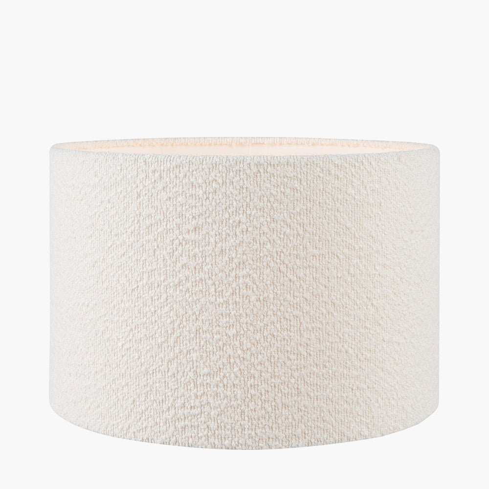Elkorn Black and White Coral Ceramic Table Lamp Base with Rouen 30cm White Boucle Cylinder Lampshade