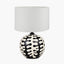 Elkorn Black and White Coral Ceramic Table Lamp Base with Lino 30cm White Self Lined Linen Cylinder Lampshade