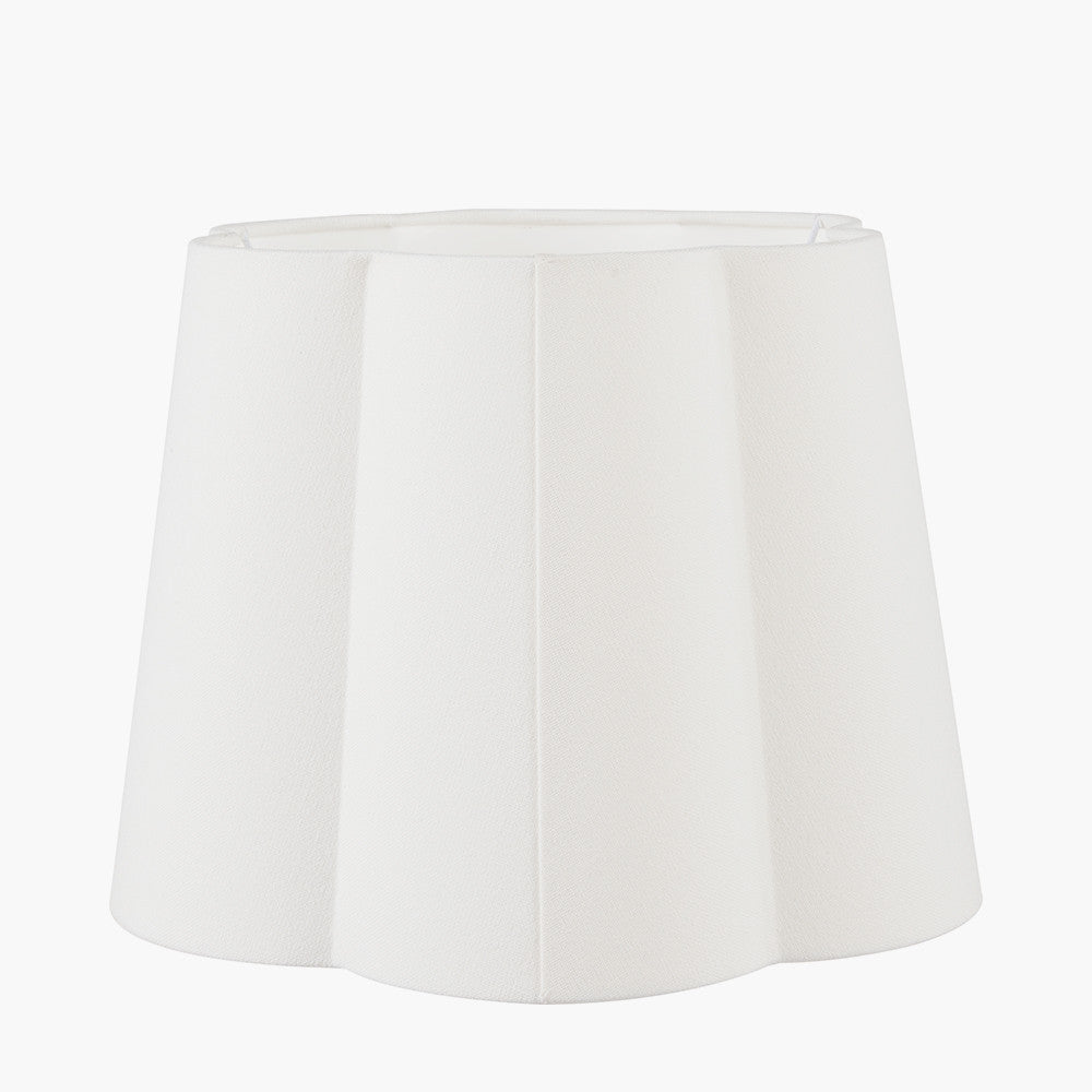 Petula Black Metal Scallop Table Lamp Base with Posy 40cm White Handloom Scalloped Tapered Lampshade