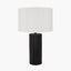 Petula Black Metal Scallop Table Lamp Base with Bloom 40cm White Handloom Scalloped Cylinder Lampshade