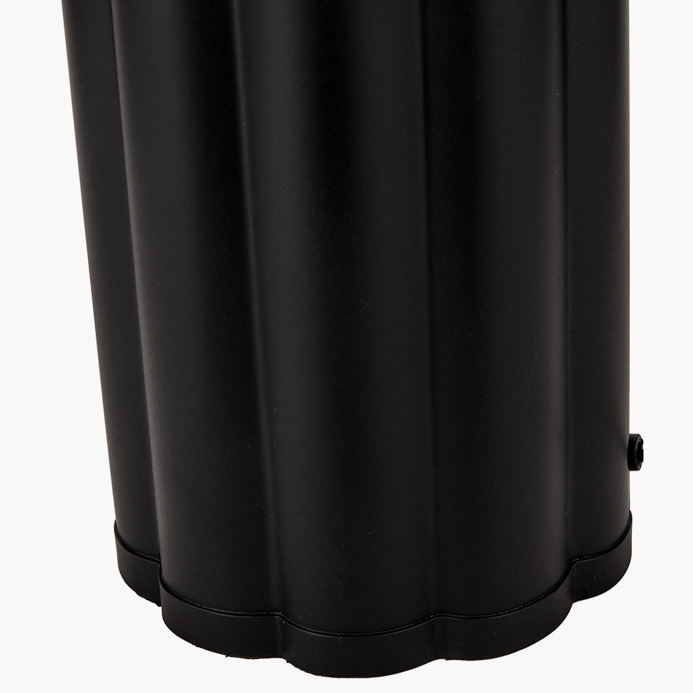 Petula Black Metal Scallop Table Lamp Base with Bloom 45cm White Handloom Scalloped Cylinder Lampshade