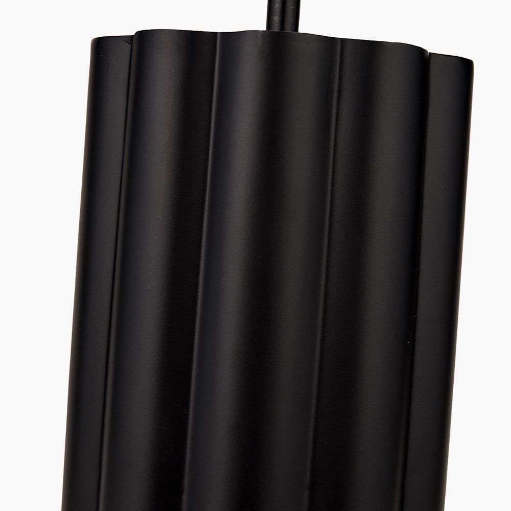 Petula Black Metal Scallop Table Lamp Base with Rouen 40cm White Boucle Cylinder Lampshade