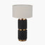 Alnico Black and Brass Metal Textured Table Lamp Base with Quinn 35cm Slubby Hopsack Cylinder Shade