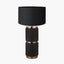 Alnico Black and Brass Metal Textured Table Lamp Base with Harry 35cm Black Cotton Mix Cylinder Lampshade