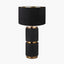 Alnico Black and Brass Metal Textured Table Lamp Base with Stellan 35cm Black Slubbed Silk Mix Gold Lined Cylinder Lampshade