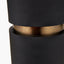 Alnico Black and Brass Metal Textured Table Lamp Base with Stellan 35cm Black Slubbed Silk Mix Gold Lined Cylinder Lampshade