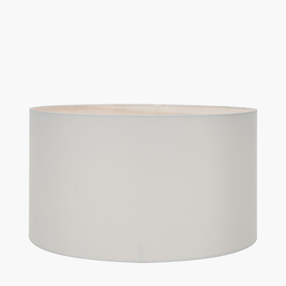 Zuri Antique Brass Metal Pot Table Lamp Base with Harry 40cm Ivory Cotton Mix Cylinder Lampshade