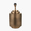 Zuri Antique Brass Metal Pot Table Lamp Base with Stellan 40cm Black Slubbed Silk Mix Gold Lined Cylinder Lampshade