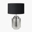Zuri Shiny Silver Metal Pot Table Lamp Base with Harry 35cm Black Cotton Mix Cylinder Lampshade
