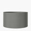 Zuri Shiny Silver Metal Pot Table Lamp Base with Harry 35cm Steel Grey Cotton Mix Cylinder Lampshade
