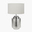 Zuri Shiny Silver Metal Pot Table Lamp Base with Henry 35cm White Handloom Cylinder Lampshade