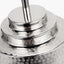 Zuri Shiny Silver Metal Pot Table Lamp Base with Lino 40cm White Self Lined Linen Cylinder Lampshade