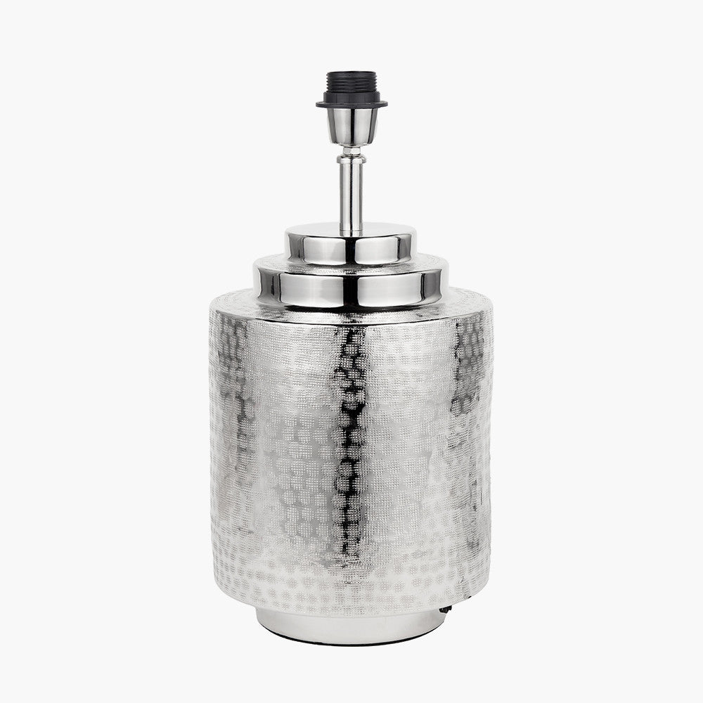 Zuri Shiny Silver Metal Pot Table Lamp