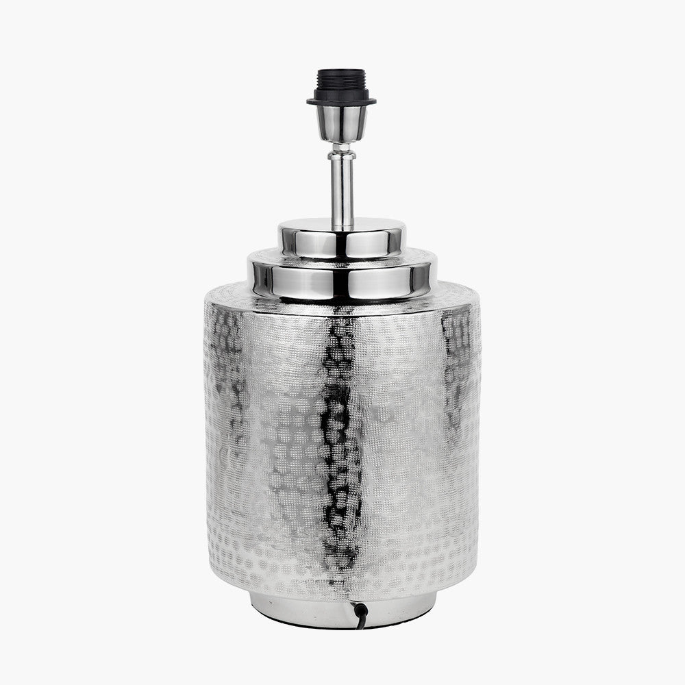 Zuri Shiny Silver Metal Pot Table Lamp
