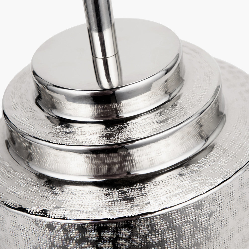 Zuri Shiny Silver Metal Pot Table Lamp