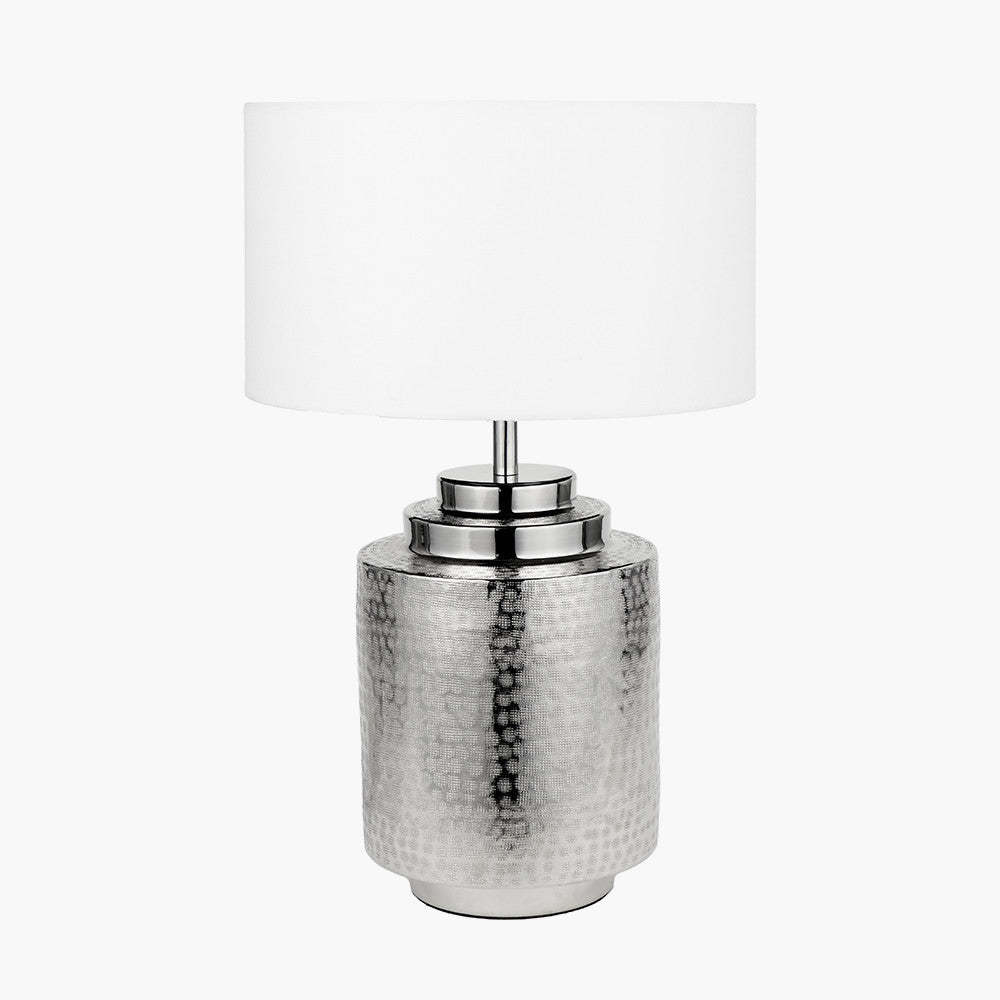 Zuri Shiny Silver Metal Pot Table Lamp