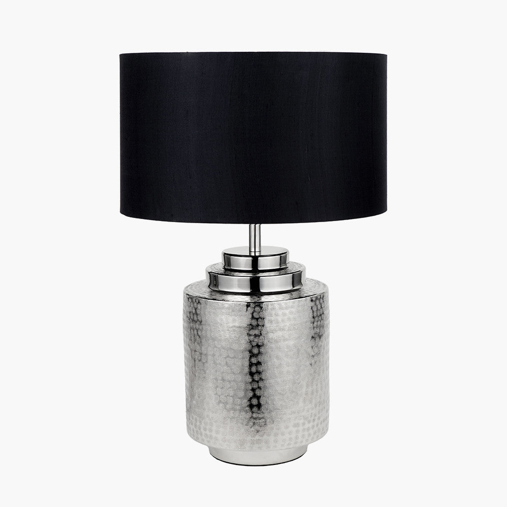 Zuri Shiny Silver Metal Pot Table Lamp