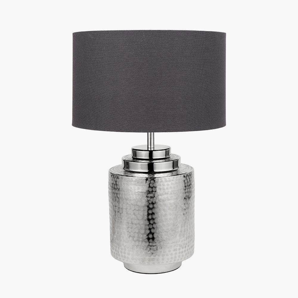 Zuri Shiny Silver Metal Pot Table Lamp