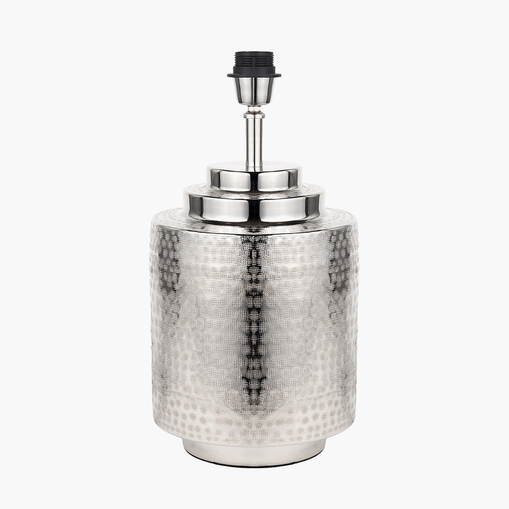 Zuri Shiny Silver Metal Pot Table Lamp