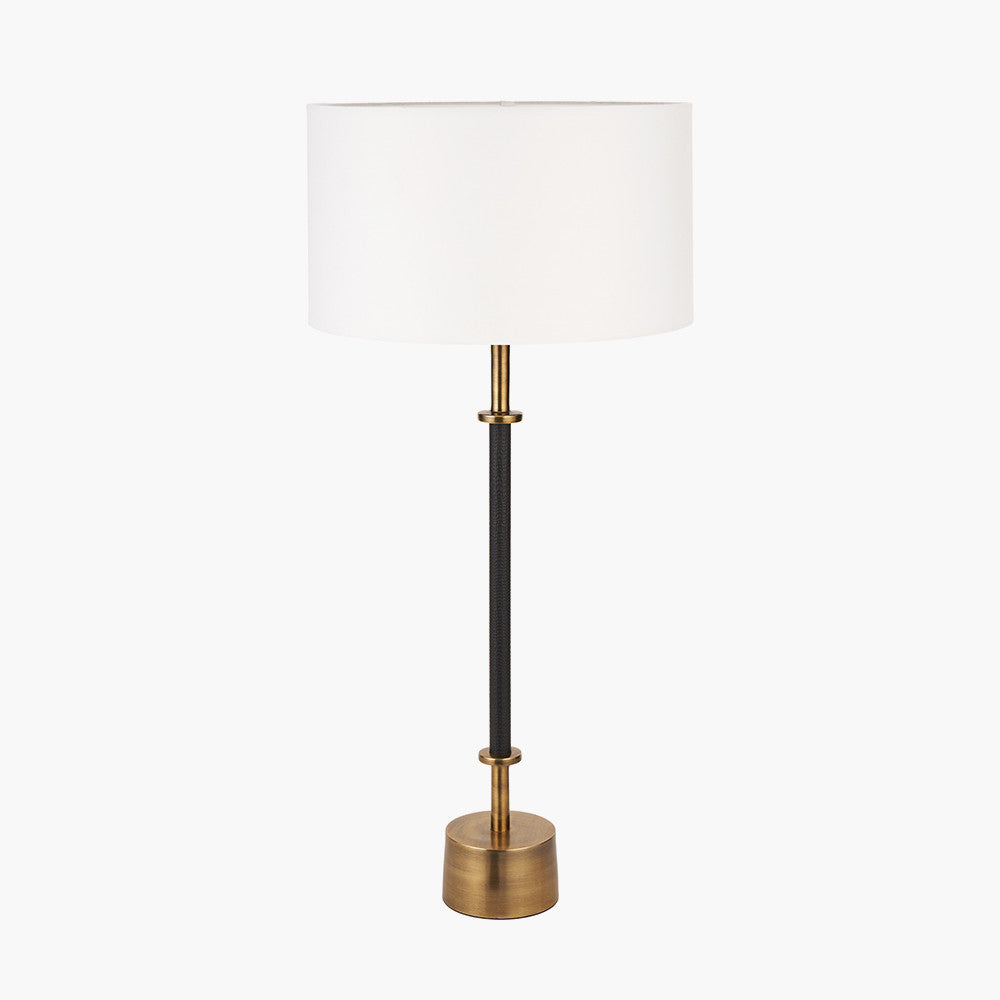 Antoine Black Croc and Antique Brass Tall Metal Table Lamp Base