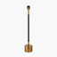 Antoine Black Croc and Antique Brass Metal Table Lamp Base with Lyndon 35cm Black Silk Mix Knife Pleat Tapered Lampshade