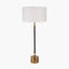 Antoine Black Croc and Antique Brass Metal Table Lamp Base with Henry 30cm White Handloom Cylinder Lampshade