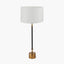 Antoine Black Croc and Antique Brass Metal Table Lamp Base with Lino 35cm White Self Lined Linen Cylinder Lampshade