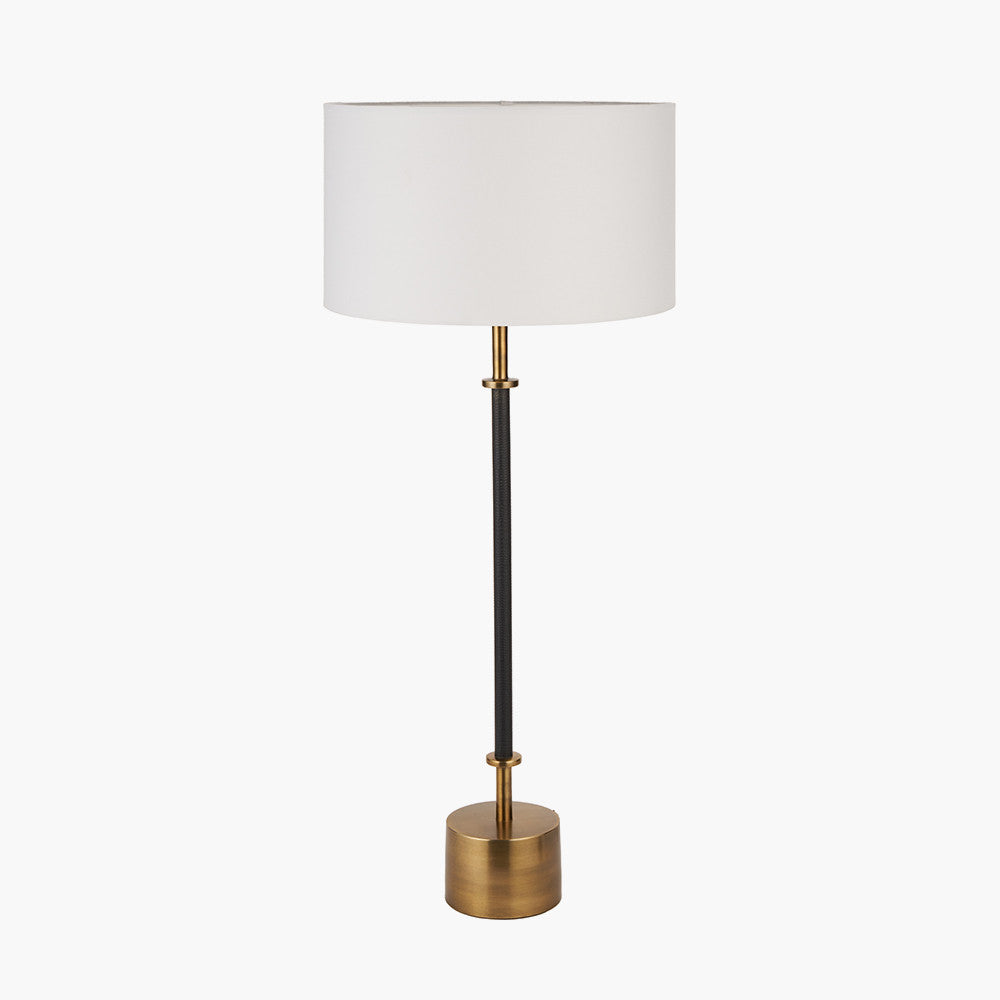 Antoine Black Croc and Antique Brass Metal Table Lamp Base