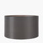 Emilia White Ribbed Glass and Gold Metal Oval Table Lamp Base with Zara 35cm Steel Grey Silk Lined Cylinder Lampshade