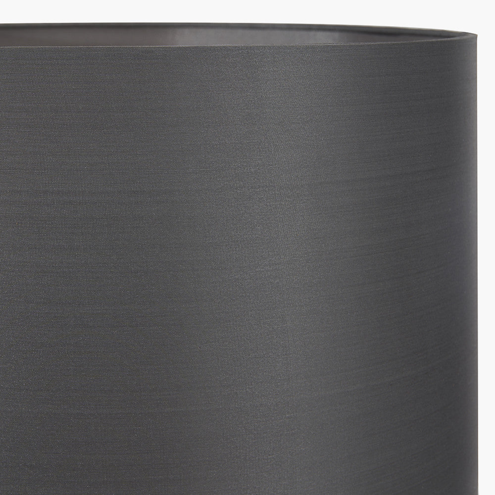 Emilia White Ribbed Glass and Gold Metal Oval Table Lamp Base with Zara 35cm Steel Grey Silk Lined Cylinder Lampshade