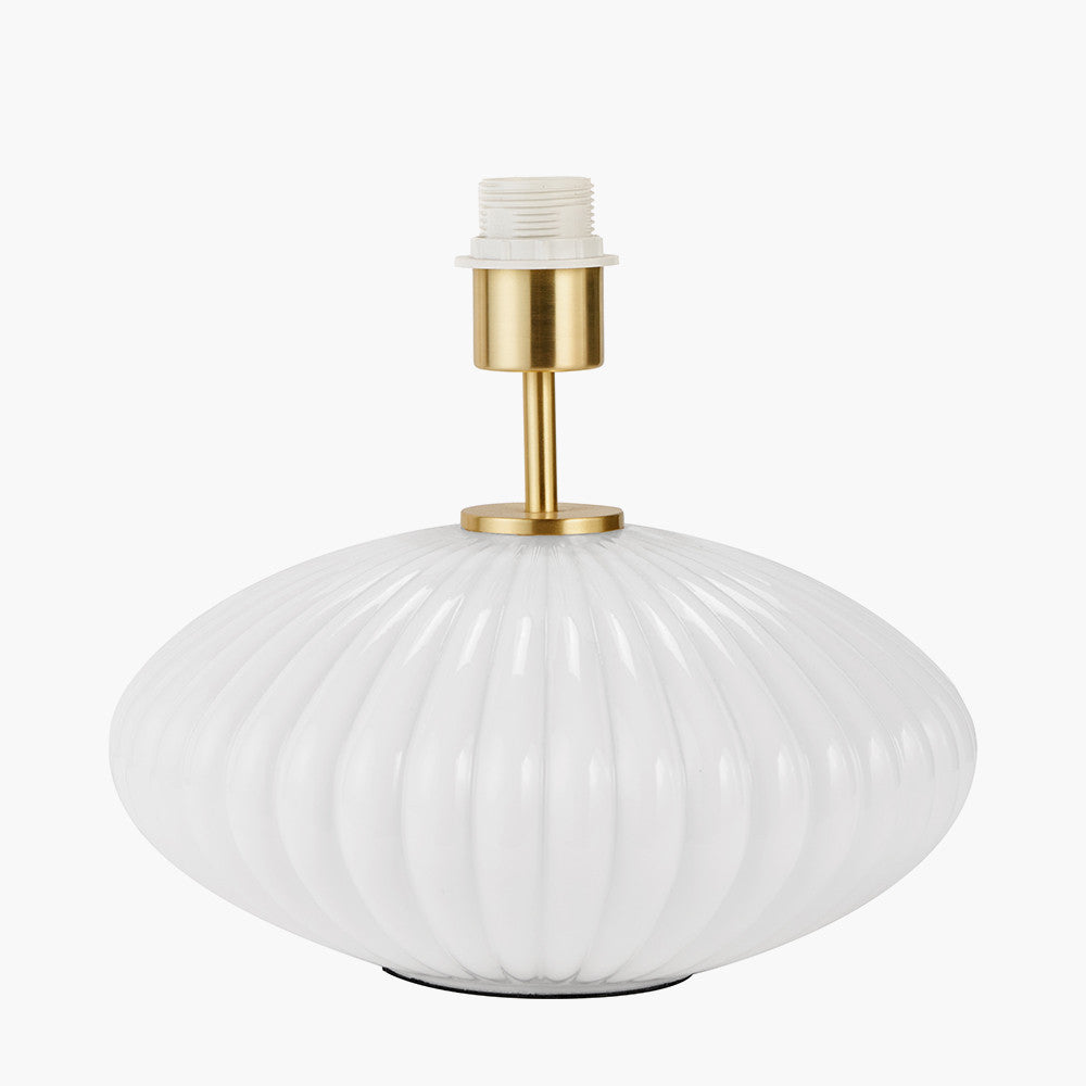 Emilia White Ribbed Glass and Gold Metal Oval Table Lamp Base