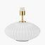 Emilia White Ribbed Glass and Gold Metal Oval Table Lamp Base