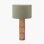 Aurelia Embossed Natural Wood Tall Table Lamp Base with Edward 35cm Pistachio Green Linen Cylinder Lampshade
