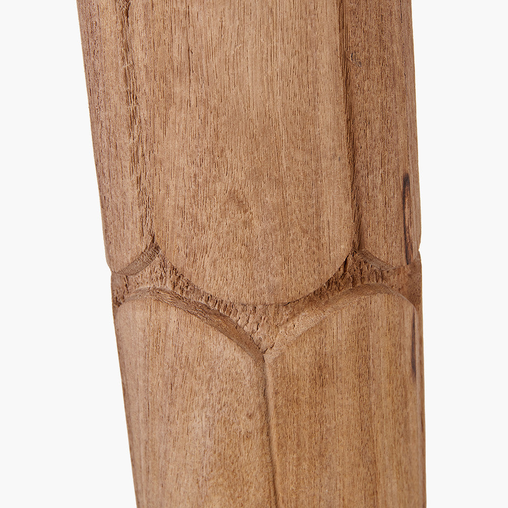 Aurelia Embossed Natural Wood Tall Table Lamp Base with Lino 35cm Black Self Lined Linen Cylinder Lampshade