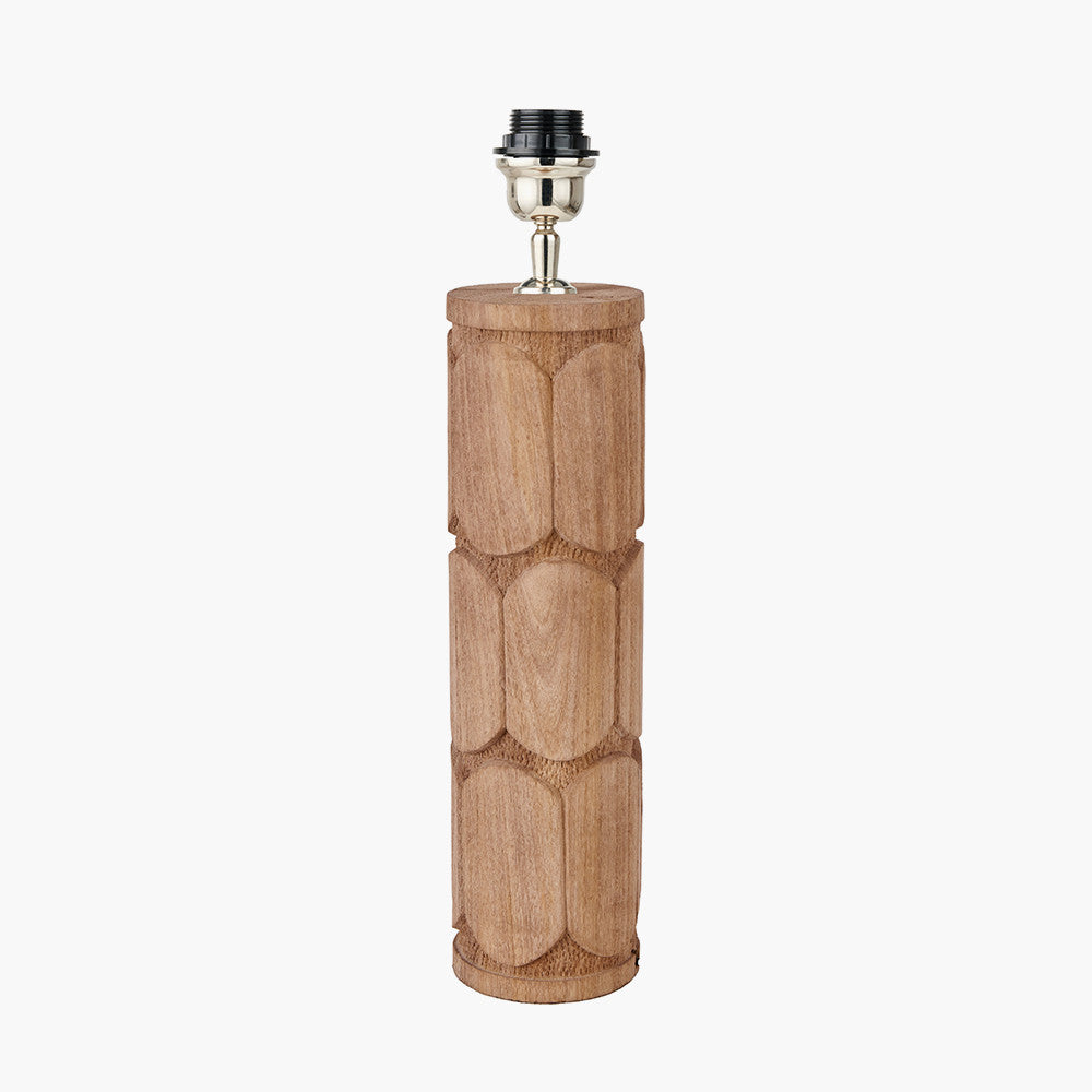 Aurelia Embossed Natural Wood Tall Table Lamp Base