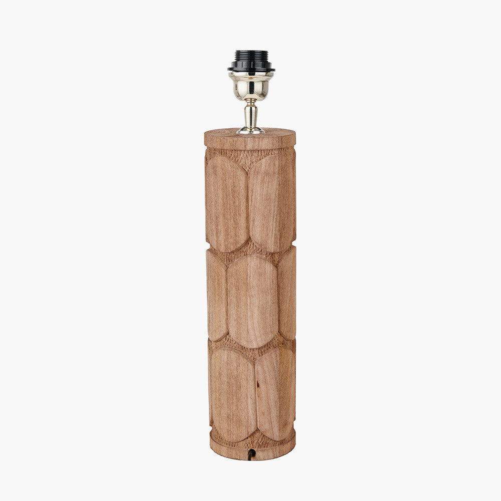 Aurelia Embossed Natural Wood Tall Table Lamp Base