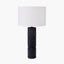 Aurelia Embossed Black Wood Tall Table Lamp Base with Lino 35cm White Self Lined Linen Cylinder Lampshade