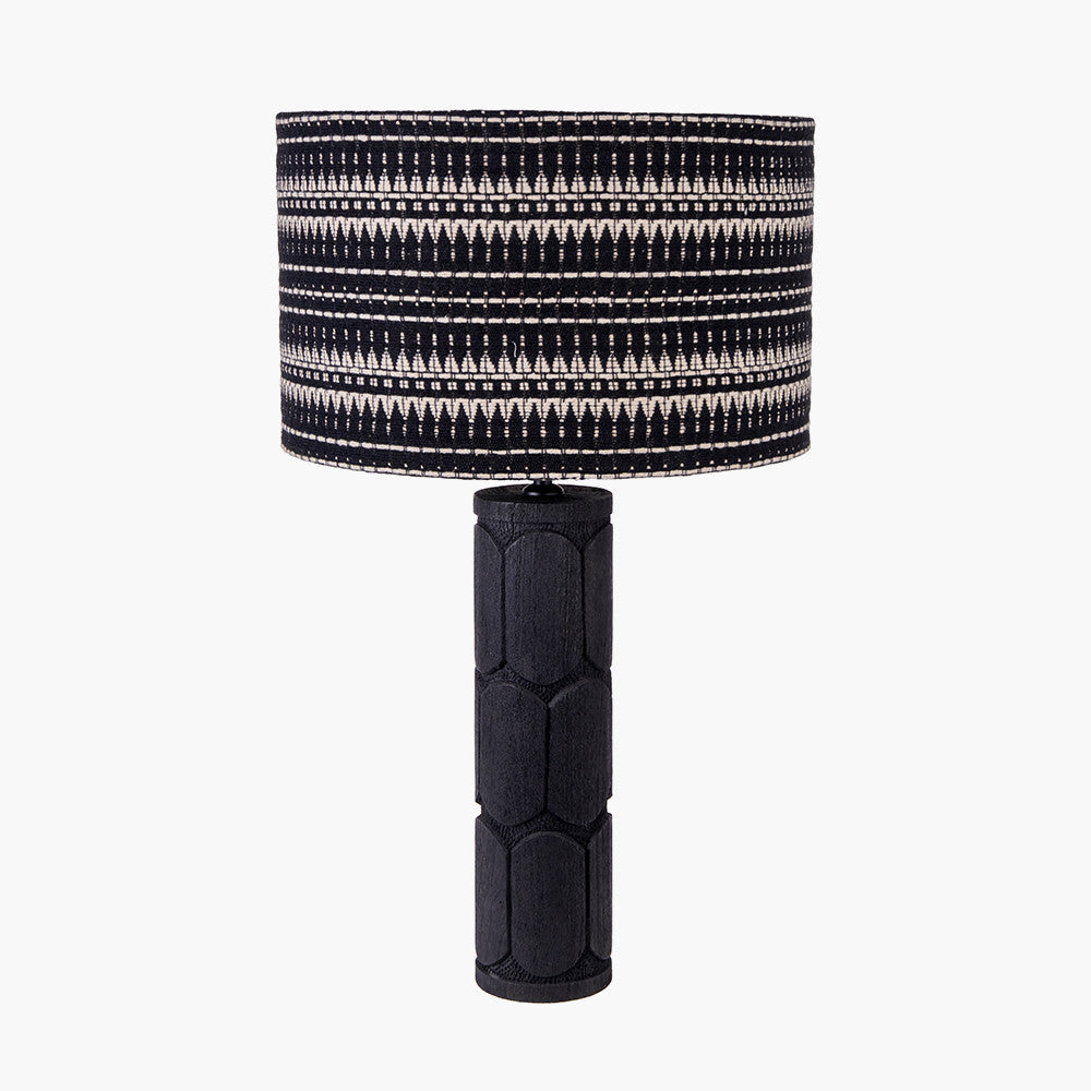 Aurelia Embossed Black Wood Tall Table Lamp Base