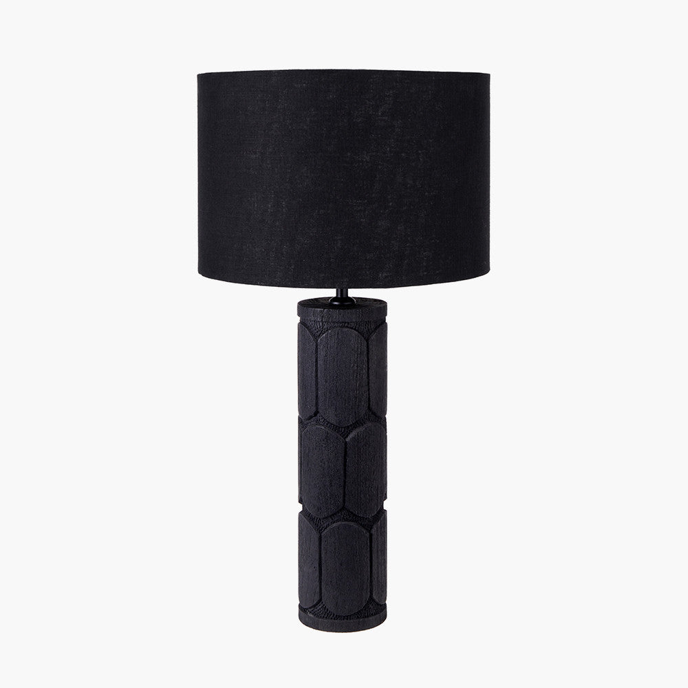 Aurelia Embossed Black Wood Tall Table Lamp Base