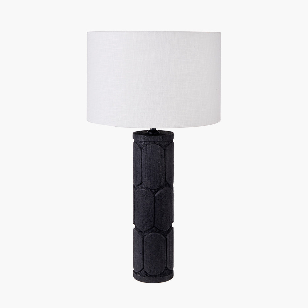 Aurelia Embossed Black Wood Tall Table Lamp Base