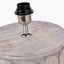 Cezara Embossed Grey Wood Wide Table Lamp Base with Edward 35cm Natural Linen Cylinder Lampshade