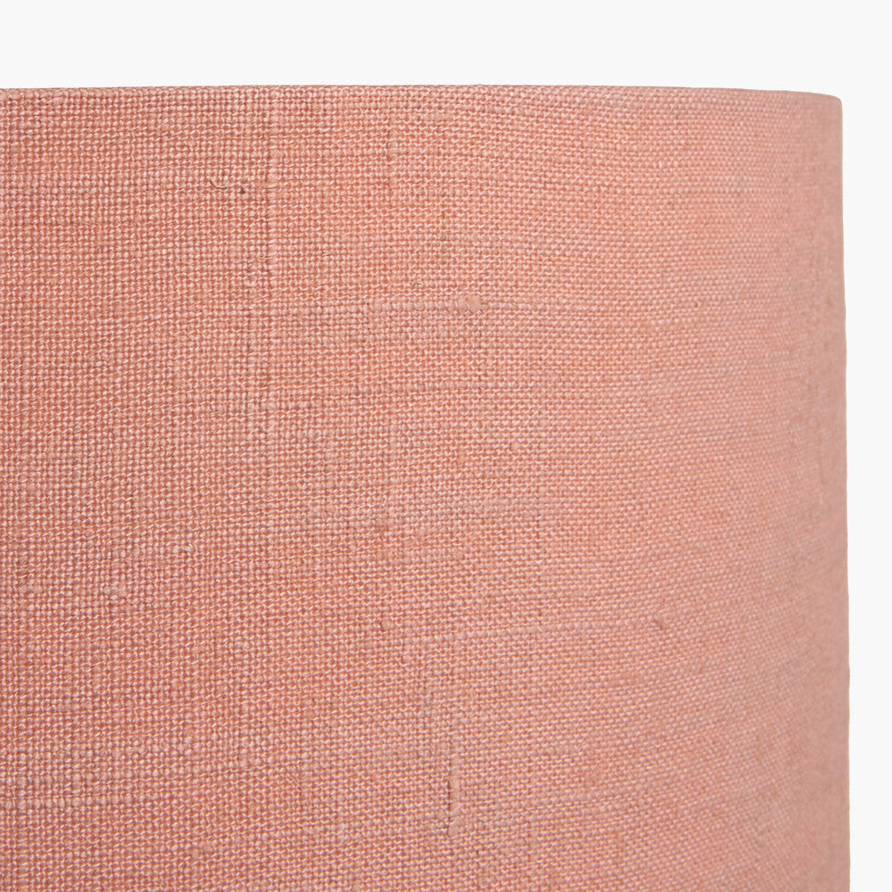 Cezara Embossed Grey Wood Wide Table Lamp Base with Edward 40cm Apricot Linen Cylinder Lampshade