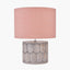Cezara Embossed Grey Wood Wide Table Lamp