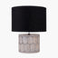 Cezara Embossed Grey Wood Wide Table Lamp